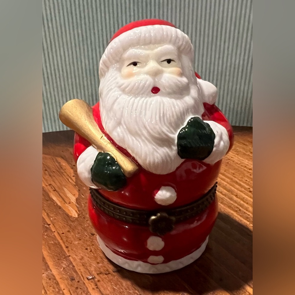 VTG  Mr. Christmas Porcelain Music Box Santa ClausWe Wish You A Merry Christmas